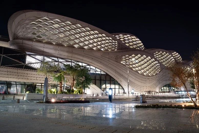 Riyadh Metro stations entrance showing modern design and passenger area